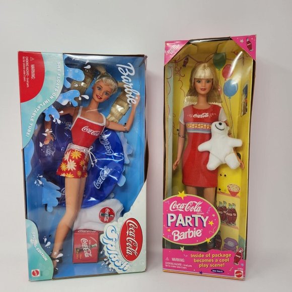 Coca-Cola Barbie Lot of 2 - Coca Cola Splash Barbie and Coca Cola Party Barbie - Picture 1 of 13